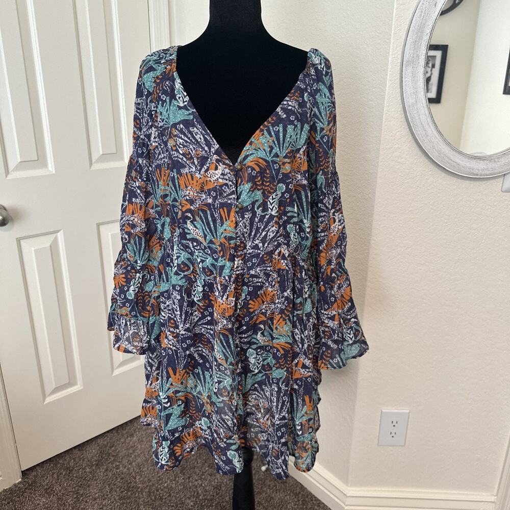 Anthropologie Celandine Boho Cover-Up Tunic Dress Size Small Oversized NWOT